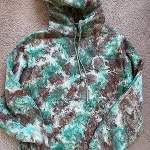 Green and Brown Tie-Dye Hoodie